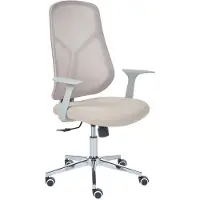 Beliani Bürostuhl Beige Stoff u. Mesh Höhenverstellbar Drehbar Bremsbare Rollen mit Armlehnen Wippfunktion Modern Drehstuhl Homeoffice Arbeitszimmer