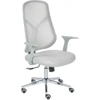 Beliani Bürostuhl Grau Stoff u. Mesh Höhenverstellbar Drehbar Bremsbare Rollen mit Armlehnen Wippfunktion Modern Drehstuhl Homeoffice Arbeitszimmer