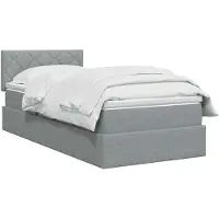 vidaXL LED-Speicherbett mit Matratze Hellgrau 90 x 200 cm Stoff