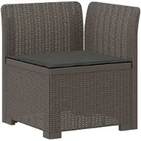 vidaXL 5-Sitzer Gartensofa mit Kissen Rattan-Look PP Hellgrau