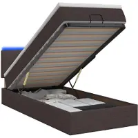 vidaXL Ottoman-Bett mit Matratze und LED Dunkelbraun 100 x 200 cm