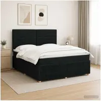 vidaXL LED Boxspringbett mit Matratze Schwarz 180 x 200 cm Stoff