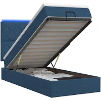 vidaXL Ottoman-Bett mit Matratze und LED Blau 90 x 190 cm Stoff