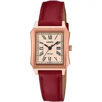 Casio Damen Armbanduhr LTP-B190RGL-4BVER analog Edelstahl roségold IP Lederband rot