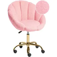 Beliani Bürostuhl ANNABELLE in Rosa/Schwarz/Gold - (W) 66 x (H) 81 x (L) 39 cm | Gr.: onesize