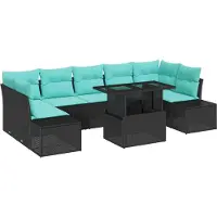 vidaXL Garten-Sofa-Set 8 stk. 7-Sitzanzahl Schwarz und Türkis