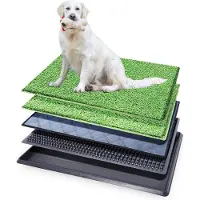 Famanu Hundetoilet mit Ablage - waschbare rosa Unterlage und 2 Stück Kunstrasen, 76 x 51 cm