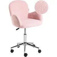 Beliani Bürostuhl Pastellrosa Stoffbezug Bouclé mit Armlehnen Rollen Gasdruckfeder Höhenverstellbar Drehbar Büro Wohnzimmer Esszimmer Drehstuhl
