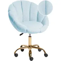 Beliani Bürostuhl Hellblau Bouclé Höhenverstellbar Drehbar Bremsbare Rollen Muschelform ohne Armlehnen Modern Drehstuhl Büro Arbeitszimmer
