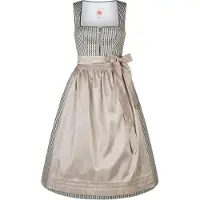 Spieth & Wensky Dirndl "Dirndl Karma", Damen, Gr. 42, N-Gr, braun (taupe), Obermaterial: 58% Polyester PES. 42% Baumwolle CO., uni, regular fit, Kleider Dirndl, mit eleganter Schürze