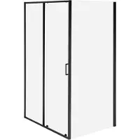 Beliani Duschkabine Schwarz Hartglas u. Aluminiumprofile 90x120 cm Rechteckig 190 cm Hoch mit Schiebetür Einzeltür Klarglas Modern Duschabtrennung