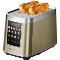 Dreame Smart Toaster 2 Scheiben,5,3-Zoll-IMD-Touchscreen,Motorisiertes Auto-Lift-Design,8 Brotprogramme&6 Bräunungsstufen,3 praktische Funktionen,Gold
