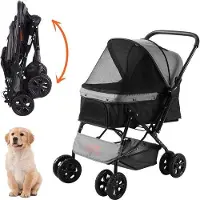 Famanu Hunde-Buggy Wasserfest - Max. 20 kg - Aluminiumrahmen - 800D Oxford-Stoff - 4 EVA-Räder - 50x85x97 cm