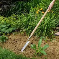 Famanu 2-in-1 Unkrautentferner - lange Edelstahl-Moskrabber mit Holzgriff - 157 cm