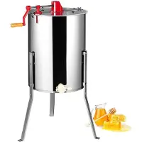 Famanu Honig-Extractor Handbetrieben - 4/8 Rahmen, Edelstahl, 45 mm, transparentes Deckel