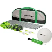 Famanu Volleyballset 609 x 220 cm mit Netz, Spannleinen, Erdnägel, Ball, Ballpumpe und Tragetasche - grün/schwarz/weiß