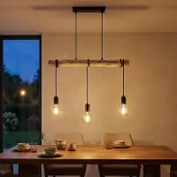 Globo Lighting LED Pendelleuchte GREGOR, höhenverstellbar, Holz, H 120 cm