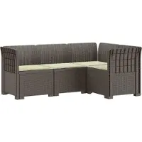 vidaXL 4-Sitzer Gartensofa mit Kissen Rattan-Look PP Hellgrau