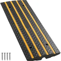 Vevor Gummi-Bordsteinrampe, 15 Tonnen Tragkraft, 66 mm Anstieg, Auffahrtsrampe mit gelben Reflektorstreifen, Schwellenrampe geeignet für Laderampe, Lager, Garage, Gehweg (1 Stück)
