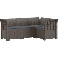 vidaXL 4-Sitzer Gartensofa mit Kissen Rattan-Look PP Hellgrau
