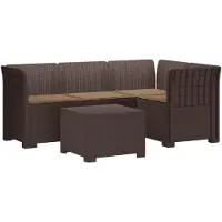 vidaXL 4-Sitzer Garten Sofa mit Kissen Rattan Look PP Braun