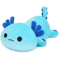 Sonstiges Plüschtier Axolotl Kuscheltier Stofftier Kawaii Kissen Spielzeug Wurfkissen Blau 33cm