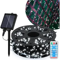 Vigevee 100 m LED Solar Lichterkette 1000 LEDs Innen Außen Beleuchtung mit 8 Modi für Outdoor Garten Balkon Party Weihnachten Deko, Kaltweiß