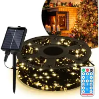 Vigevee 50 m LED Solar Lichterkette 500 LEDs Innen Außen Beleuchtung mit 8 Modi für Outdoor Garten Balkon Party Weihnachten Deko, Warmweiß