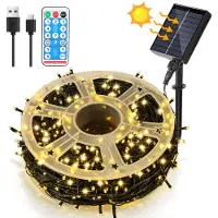 Vigevee LED Solar Lichterkette 30 m 300 LEDs mit 8 Modi Solarlampe für Außen & Innen Garten Party & Weihnachtsdeko Outdoor Beleuchtung Deko, Warmweiß