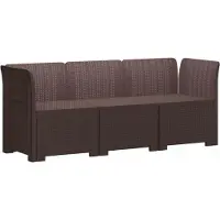 vidaXL 3-Sitzer Garten Sofa Rattan Look PP Braun