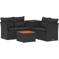vidaXL Sofa Set 6 stk. Schwarz Polyrattan und Stahl