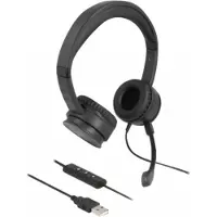 DeLOCK USB Stereo Headset mit Kabelfernbedienung und Quick-Mute Taste für PC und Notebook, Kabelgebunden, 20 - 20000 Hz, 126 g, Kopfhörer, Schwarz