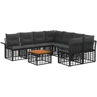 vidaXL Outdoor-Sofagarnitur 9 stk. Schwarz und Dunkelgrau Poly-Rattan