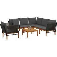 vidaXL 7 stk. Massives Akazienholz & Seil Natur