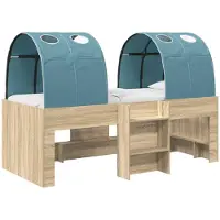 Syfax Hochbett für Kinder mit Tunnel 3 stk. Sonoma Eiche und Hellblau