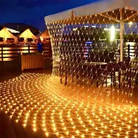 Peviasot Lichterketten LED Netz Lichterkette 300 LEDs 4.5×1.6 m Warmweiß IP44 8 Modi mit Memory für Garten Balkon Weihnachten