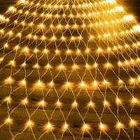 Eikuavons LED Lichternetz Lichterkette 3x2 m 200 LEDs Mesh Weihnachtsbeleuchtung Strom Büsche Garten Baum Zimmer Balkon Party Deko Warmweiß