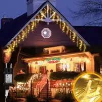 Eikuavons Eisregen Weihnachtsbeleuchtung 400 LEDs 10 m Lichtlänge + 5 m Zuleitung, Warmweiß, Lichtervorhang mit 8 Modi, Weihnachtsbeleuchtung für Innenräume, Weihnachten und Party