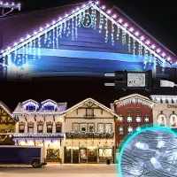 Peviasot 200 LED Eiszapfen Lichterkette 5m Kaltweiß, 8 Lichteffekte mit Speicherfunktion, Weihnachtsbeleuchtung Weihnachtsdeko für Fenster und Party