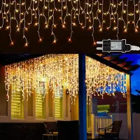 Peviasot 200 LED Eiszapfen Lichterkette 5m Warmweiß, 8 Lichteffekte mit Speicherfunktion, Weihnachtsbeleuchtung Weihnachtsdeko für Fenster und Party