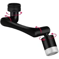 OEM Universeller Auszieher für Wasserhähne - Schwenkbarer Auslauf mit Belüfter - Wassersparend - 1440 Grad Schwenkbereich - 20/22/24 mm - Schwarz