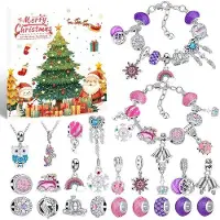 OEM Adventskalender 2025 – Weihnachtsgeschenk – Vorfreude auf Weihnachten – Adventskalender für Mädchen – Kinder-Schmuck – Damen-Armband mit Anhängern