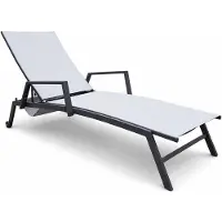 ALEOS . Sonnenliege Viveros m. Armlehne Rollen Buchablage 6-fach verstellbar
