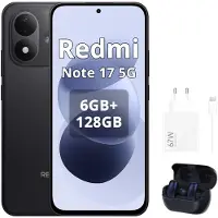 Xiaomi REDMI Note 17 5G Smartphone 6GB/128GB Schwarz (Inklusive 67-W-Ladegerät und Bluetooth-Kopfhörern)