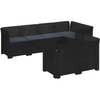 vidaXL 7-Sitzer Gartensofa mit Kissen Rattan-Look PP Anthrazit