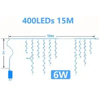 Peviasot Lichterketten Eisregen 400 LED Kaltweiß, 10 m Lichtervorhang, 31 V, IP44, 8 Modi mit Memory für Weihnachten