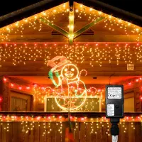 Eikuavons Lichterketten Eisregen 600 LED Warmweiß, 15 m Lichtervorhang, 31 V, IP44, 8 Modi mit Memory für Weihnachten