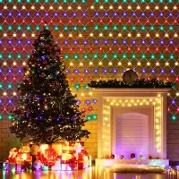Peviasot LED Lichternetz 4.5x1.6M Bunt Lichterkette Weihnachtsbeleuchtung Lichtervorhang Innenraum Deko 8 Modi 300 LEDs