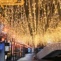 Eikuavons Lichterketten Eisregen 400 LED Warmweiß, 10 m Lichtervorhang, 31 V, IP44, 8 Modi mit Memory für Weihnachten