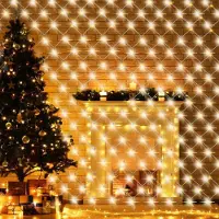 Vigevee 3x2 m 200 LED Lichternetz 8 Modi Lichterkette für Innen Weihnachten Hochzeit Party Garten Balkon Deko, Warmweiß